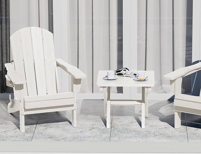 SERWALL Folding Outdoor Side Table Set of 6, Adirondack End Table, White