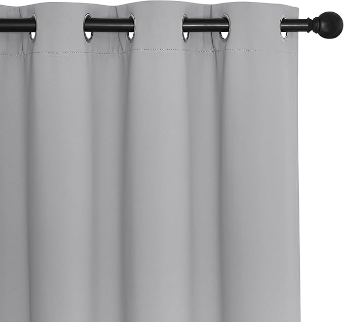 NICETOWN Blackout Curtains for Sliding Glass Door Room Divider Noise Reduce Curtain Panel Portable Window Screen Sliding Partition, W100 x L102 inches, 1 Panel, Silver Grey