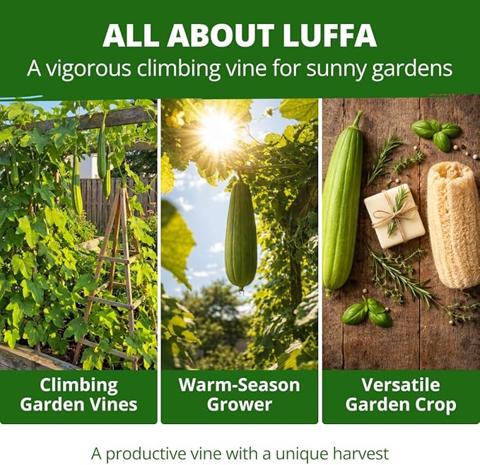 HOME GROWN Luffa Seeds 40 Heirloom Non-GMO Loofah Gourd Seeds for Planting, High Germination, Grow Your Own Natural Bath Sponges, Edible Vining Vegetable Garden, Harvest Young Gourd (Luffa aegyptiaca)