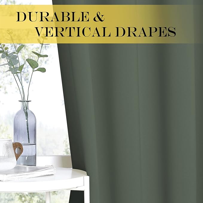 NICETOWN Room Divider Curtain 132 Inches Long, Wide Blackout Sliding Door Curtain for Bedroom, Room Darkening Privacy Window Curtain for Patio Door (1 Panel Set, Dark Mallard, 80 x 132 Inch)