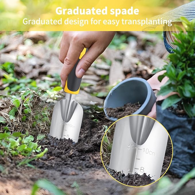 FrutPunch Garden Tool Set 4-Piece,Heavy Duty Aluminum Gardening Tools,Rust-Proof Gardening Hand Tools,with Non-Slip Ergonomic Handle,The Ideal Gift for Garden Enthusiasts.