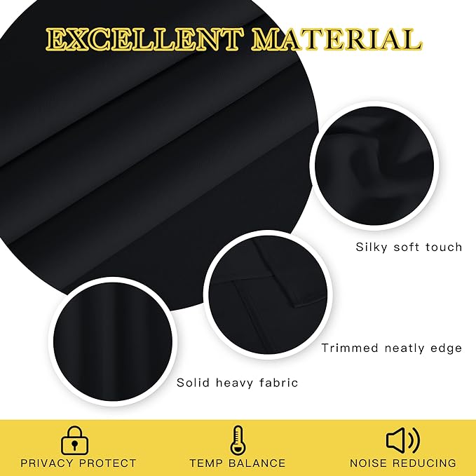 NICETOWN Window Curtain Blackout Blinds - Black Energy Saving Blackout Drapery for Bedroom/Living Room (1 Panel, 52 inches Wide by 45 inches Long)