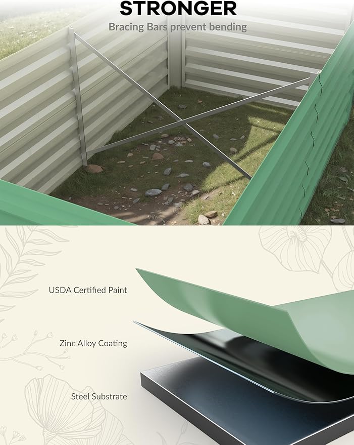 GarveeLife 2pcs 8x4x2 ft Galvanized Raised Garden Bed, 24" Tall Metal Planter Box for Flowers Vegetables, Rust-Resistant Raised Garden Beds for Gardening, Easy Assembly Outdoor Garden Box & Planters