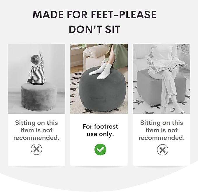MeMoreCool Round Stuffed Pouf Ottoman Foot Rest, Floor Pouf Foot Stool with Soft Foam Chunk Filling, Small Round Ottoman Footstool Circle Footrest for Living Room, Off-White