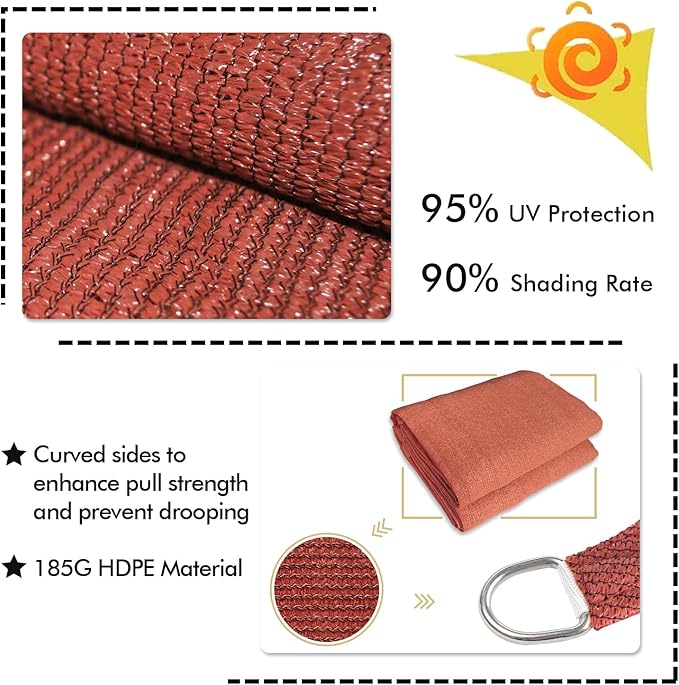 KANAGAWA 10'X13' Rust Red Custom Size Sun Shade Sail Rectangle UV Block Canopy Cover for Patio Backyard Lawn Garden Outdoor (Customized Available)