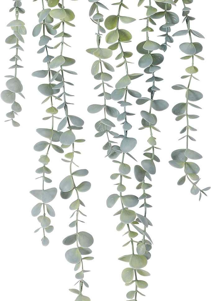 COCOBOO 1pcs Artificial Hanging Plants, Fake Potted Eucalyptus Faux Hanging Plant for Wall Room Home Indoor Outdoor Shelf Decor