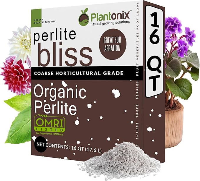 Perlite Bliss (16 Qts) - Organic Perlite for Plants Indoor Soil Amendment - Horticultural Perlite for Gardening & Seed Starting - Mixes Easily with Potting Soil, Vermiculite, & Coco Coir for Plants