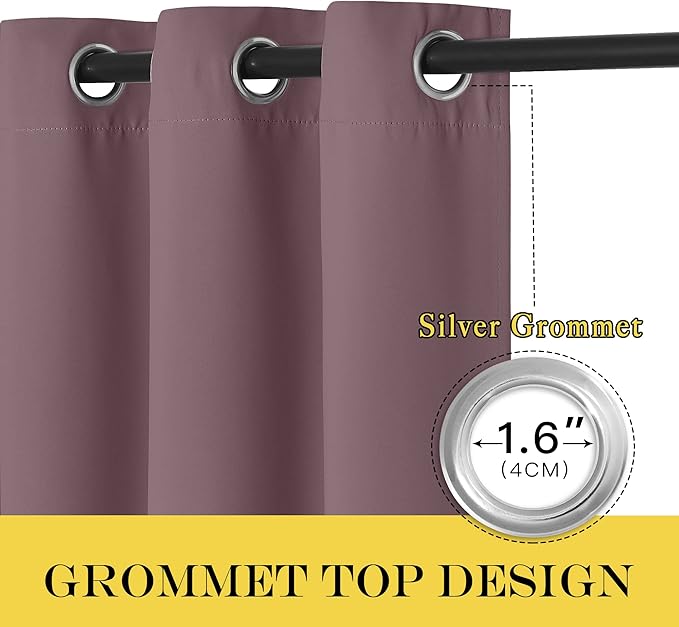 NICETOWN Blackout Living Room Curtain 108 inches Long - Grommet Thermal Insulated Cold & Heat Blocking Window Treatment Sound Reducing Drape for Bedroom (Dry Rose, 1 Piece, W52 x L108)