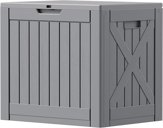 Patiowell 43 Gallon Resin Deck Box, Outdoor Storage Box for Patio Furniture, Deliveries, Pool Supplies,Waterproof and Lockable (Grey)