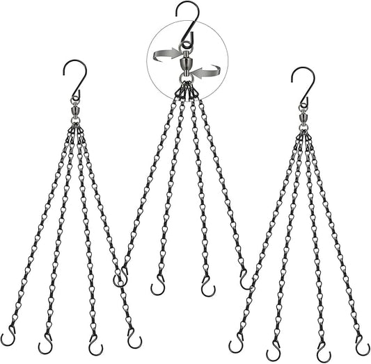 Heybe Swivel Hanging Basket Chains 23 Inches 4 Leads Hanging Chains Flower Pot Hanger Replacement Plant Hangers for Planters and Lanterns, Pack of 3 (4 Legs-Swivel)