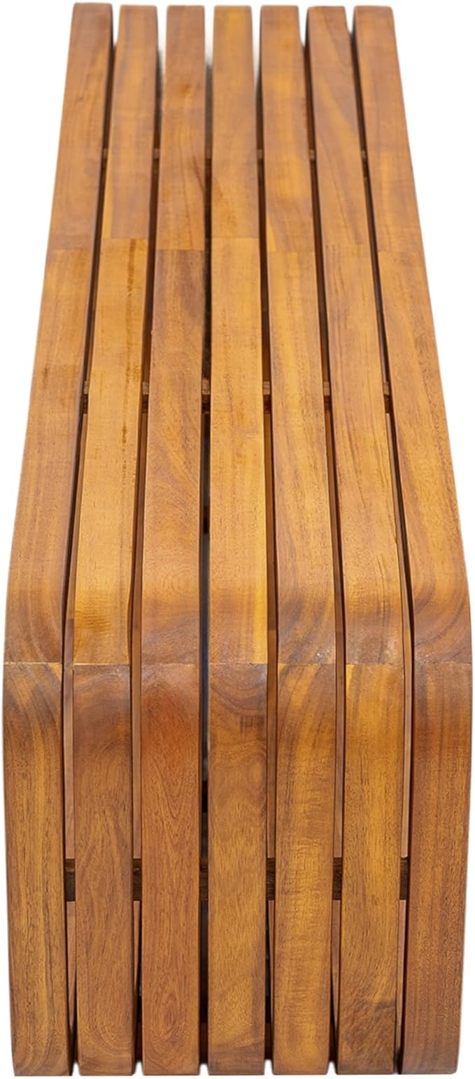 Christopher Knight Home Bruno Durable Acacia Wood Outdoor Coffee Table with Hollowed-Out Design, Slatted Patio Side Table, Versatile Patio Outdoor Furniture, No Assembly Needed, Teak