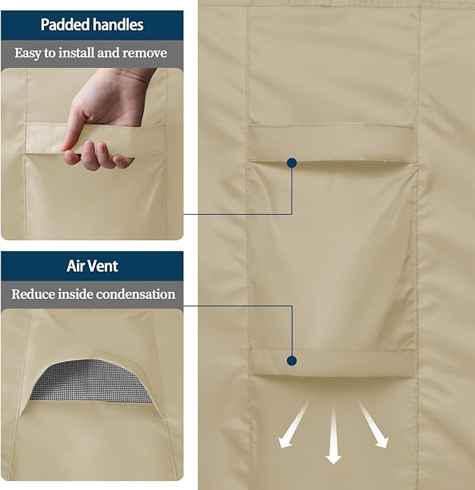 Easy-Going Rectangle Patio Furniture Cover Waterproof Outdoor Dining Table and Chair Cover Anti-UV Outside Sectional Sofa Set Covers (98"L x 78"W x 32"H, Camel)