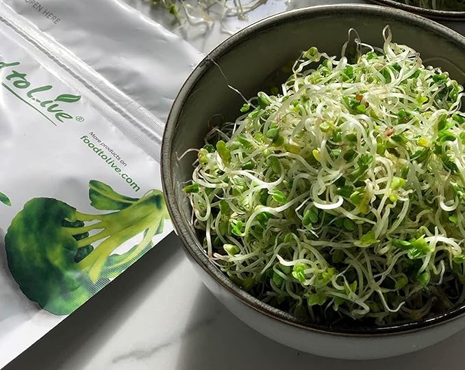 Food to Live Organic Broccoli Seeds for Sprouting, 10 Pounds – Non-GMO, Vegan, Kosher, Sirtfood, Bulk. Rich in Sulforaphane, Vitamin C. Grow Sprouts, Microgreens for Salads, and Sandwiches