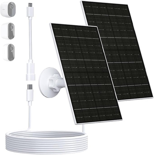 Zivif 7W Solar Panel for Arlo Essential 2K (2nd Gen), Essential XL Spotlight Cameras, USB-C Solar Charger with Micro USB Connector, IP66 Waterproof, 360° Adjustable Mount, 7.2ft Cable, 2 Pack