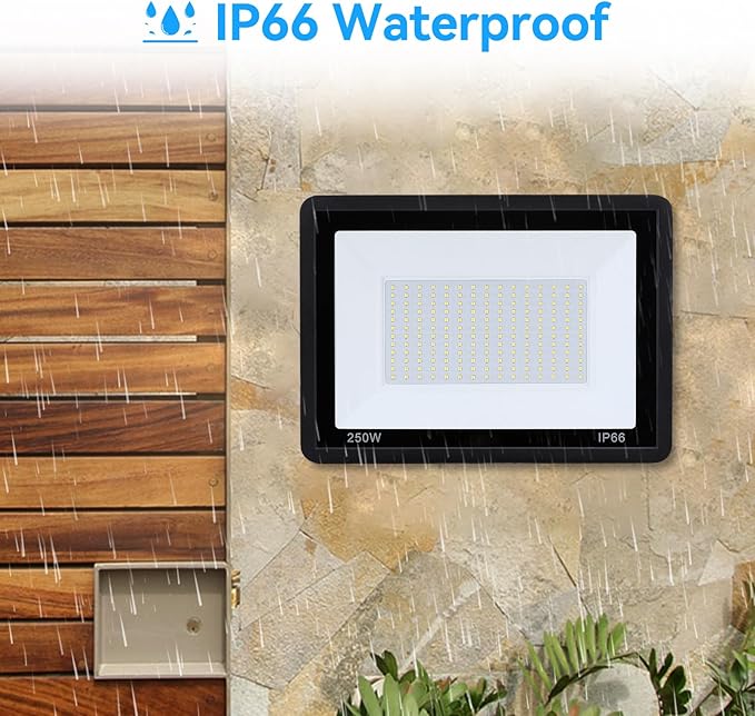 4Pack-60W LED Flood Light Outdoor,6600lm LED Work Light with 6FT US Plug,IP66 Waterproof Exterior Security Lights,6000K Daylight White Outside Floodlights Slim design for Playground Yard Stadium