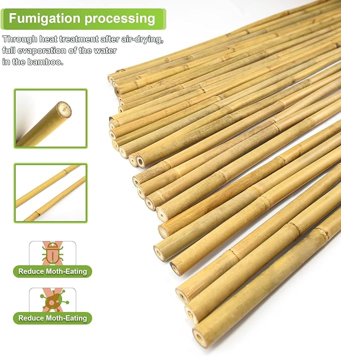 15pcs 3/4" D Thicker Heavy Duty Bamboo Stakes, 7FT Plant Stakes, Natural Garden Stakes for Tomato, Bean, Flowers,Trees Potted and Climbing Plant Support