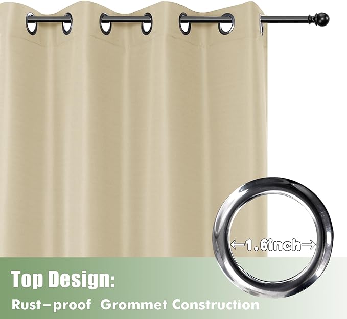 HolidayIdeas Extra Wide Outdoor Curtains for Patio Waterproof, 6 Panels - 110x95 Inches - Weatherproof Privacy Outsides Curtains for Backyard Porch Gazebo, Sunlight & UV Blocking (Cream, Grommet Top)