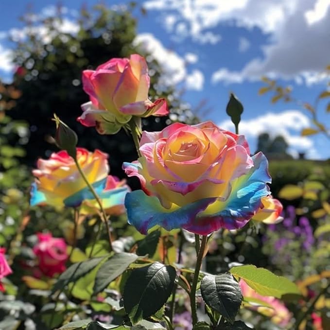 40+ Exotic Rainbow Rose Seeds for Planting Hybrid Rare Rose Seeds Perennial Shrub Garden Yard Potted Decoration