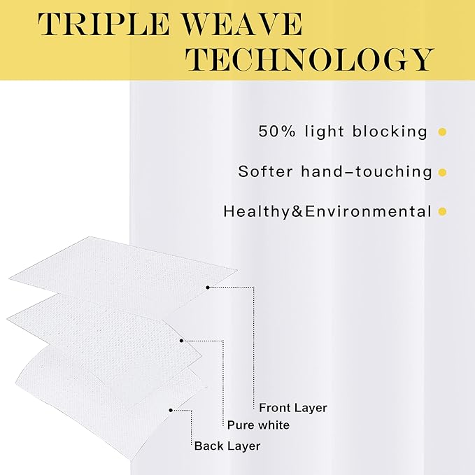 NICETOWN 50% Blackout White Living Room Curtain 108 inches Long - Grommet Thermal Insulated Cold & Heat Blocking Window Treatment Sound Reducing Drape for Bedroom (1 Piece, W52 x L108)