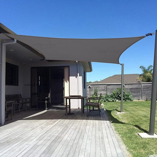 SUNNY GUARD Sun Shade Sail 10' x 16' Rectangle Dark Grey UV Block Sunshade for Backyard Yard Deck Patio Garden Outdoor Activities and Facility(We Make Custom Size)