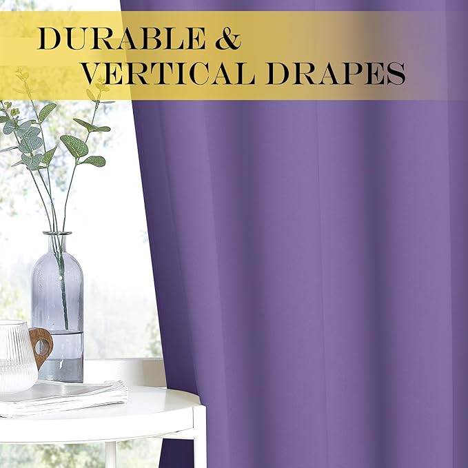 NICETOWN Lilac Purple Blackout Curtains 84 inch Length, Grommet Top Room Darkening Drapes for Bedroom Living Room, Light Blocking Window Covering for Privacy (W66 x L84 Inch, 1 Panel)