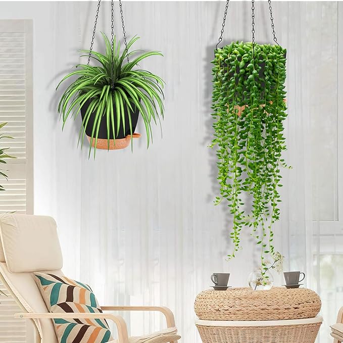 GARDIFE Hanging planters for Indoor Plants, 8 inch Hanging Planter, Self Watering Plant Pot, 2 Pack self Watering Hanging Planter, Black