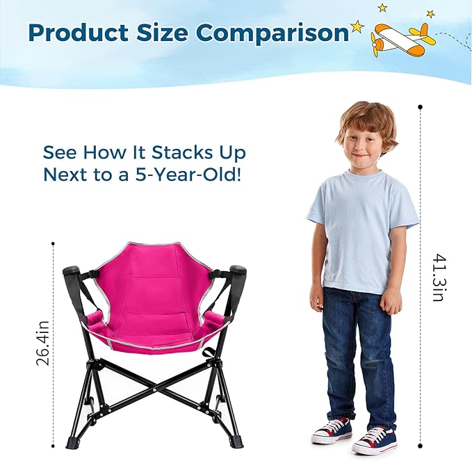 Kids Hammock Chair,Adjustable Kids Camping Chair,Folding Chair with Stand,Portable Hammock Chair for Camping, Travelling and Patio,Green,Supports 135 LBS (Pink)