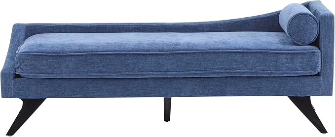 Christopher Knight Home Cagle Upholstered Loveseat Sofa with Splayed Legs, Birch Wood Frame Lounge Chair, Living Room Chaise Lounge Chair Indoor, Soft Lounge Sofa with Rolled Accent Pillow, Navy Blue