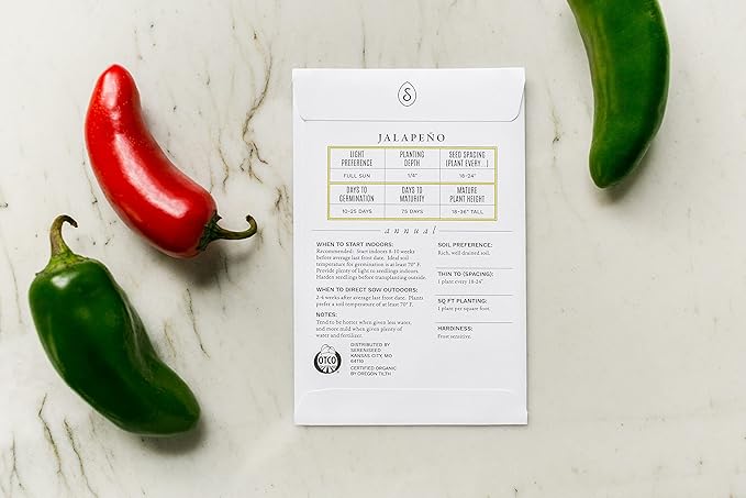 Sereniseed Certified Organic Hot Pepper Seeds (10-Pack) – Non GMO, Open Pollinated – Jalapeño, Cal Wonder, Banana, Serrano, Shishito, Red Habanero, Poblano, Cayenne and More