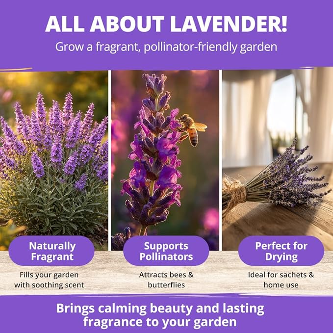HOME GROWN Non GMO English Lavender Seeds 3,000+ Wildflower Seed for Planting Indoor/Outdoor, High Germination, Plant Flower Seeds (Lavandula antustifolia)