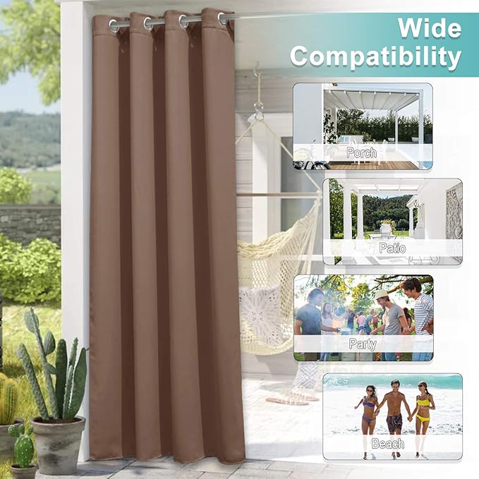 NICETOWN Privacy Room Divider Curtain for Patio, Grommet Top Thermal Insulated Blackout Extra Wide and Long Door Blind for Sunroom, Bedroom, Living Room, Tan, 1 Piece, 140" Wide by 108" Long