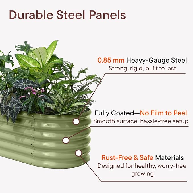 10-Pack 18” Tall Galvanized Raised Garden Beds – Compact Backyard Garden Layout, Fits 440 Sq Ft Backyard, 8x2 ft & 10x2 ft Metal Raised Flower Bed Kits for Outdoor Gardening-Brooklyn Grey
