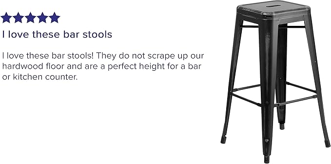 Flash Furniture Kai Commercial Grade 4 Pack 30" High Backless Distressed Black Metal Indoor-Outdoor Barstool