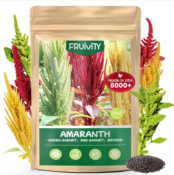 6000+ Amaranth Seeds for Planting, Non-GMO Heirloom Seeds for Outdoor Garden Home - Red & Green Garnet, Bronze, High Germination Flower Seeds for Vegetables Garden & Cut Flowers, Easy to Grow