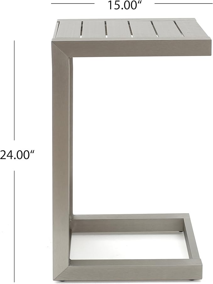 Christopher Knight Home Cape Coral Aluminum C-Shaped End Table, Silver