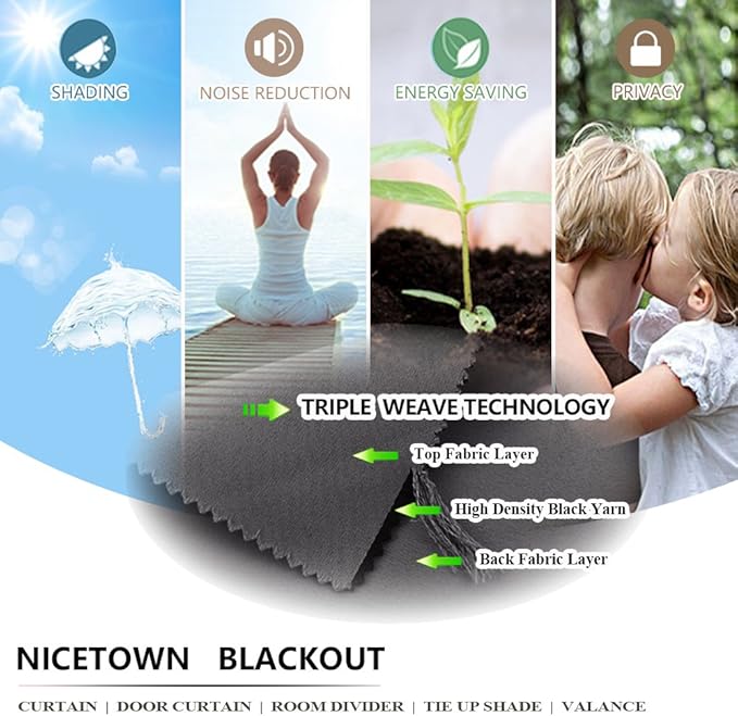 NICETOWN Outdoor Curtain for Patio Waterproof 108" Length, Windproof Thermal Insulated Rustproof Top and Bottom Grommet Fixed Blackout Outdoor Drape for Public Space/Wedding, Grey, 1 Panel, 100" W