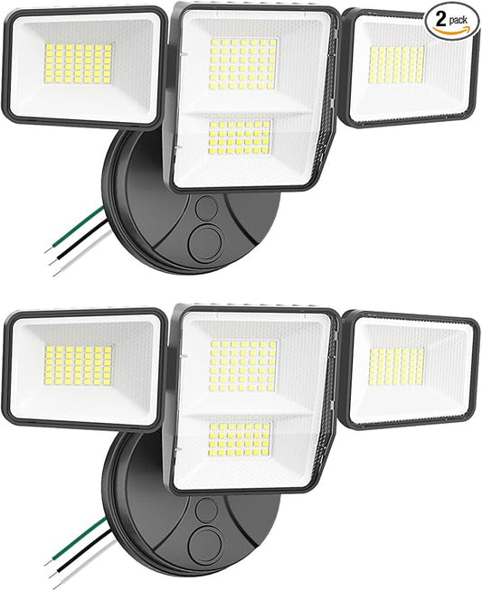 70W 7000LM LED Flood Lights Outdoor 2 Packs, Switch Controlled Security Lights with 4 Heads, Adjustable Heads, 6500K Daylight IP65 Waterproof Outside Wall Light for Backyard, Yard, Garage, Patio