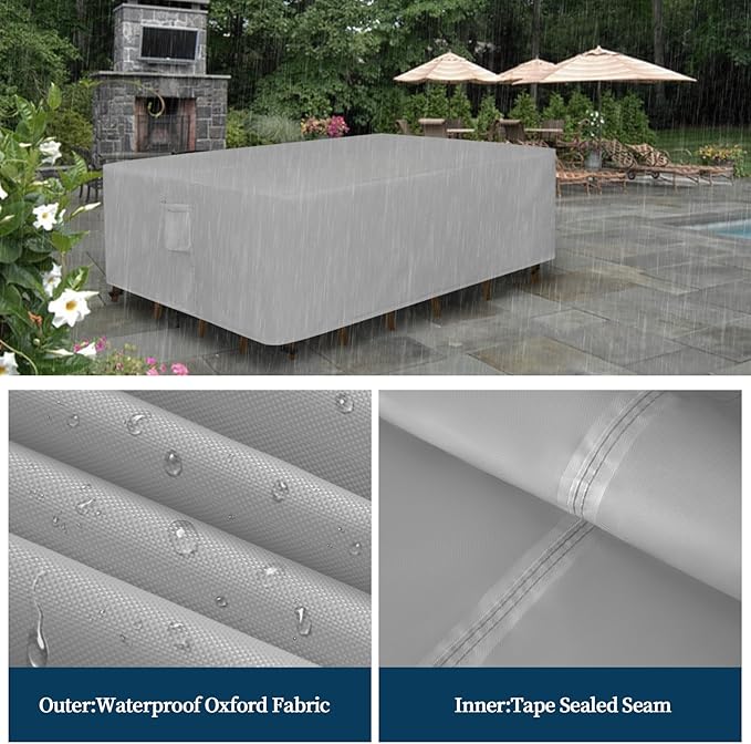 Easy-Going Square Patio Furniture Cover Waterproof Outdoor Dining Table and Chair Cover Anti-UV Outside Sectional Sofa Set Covers (84"L x 84"W x 28"H, Grey)