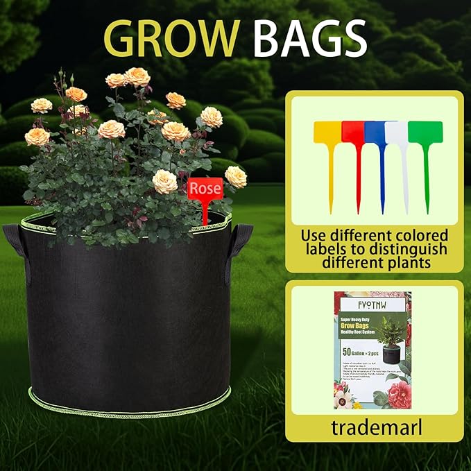 3-Pack 10 Gallon Plant Grow Bags, Thickened Nonwoven Fabric Pots with Handles,Sturdy Garden Planters Aeration Gardening Container to for Plants, Vegetables, and Flowers