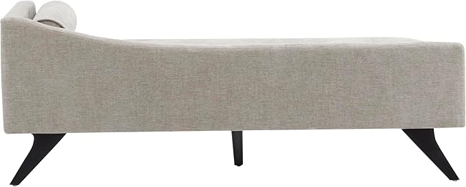 Christopher Knight Home Cagle Upholstered Loveseat Sofa with Splayed Legs, Birch Wood Frame Lounge Chair, Living Room Chaise Lounge Chair Indoor, Soft Lounge Sofa with Rolled Accent Pillow, Khaki