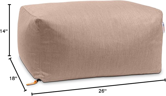 Jaxx Leon Outdoor Bean Bag Ottoman Bench, Premium Sunbrella, Petal