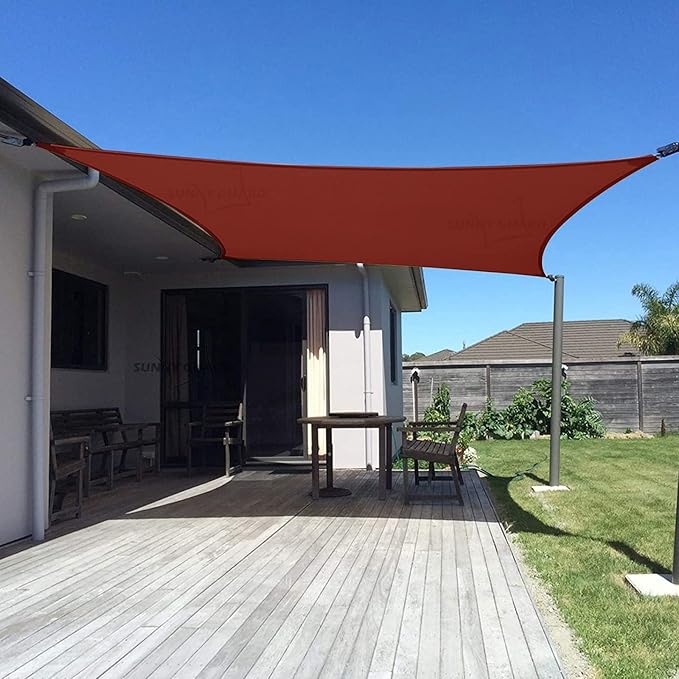 SUNNY GUARD Custom Size 12'x28' Rectangle Terra Red UV Block Sunshade for Backyard Yard Deck Patio Garden Outdoor Activities and Facility(Customized)