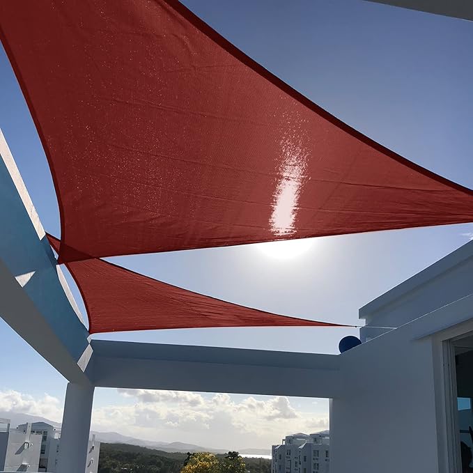 SUNNY GUARD Custom Size 17'x22'x27.8' Triangle Terra Red UV Block Sunshade for Backyard Yard Deck Patio Garden Outdoor Activities and Facility(Customized)