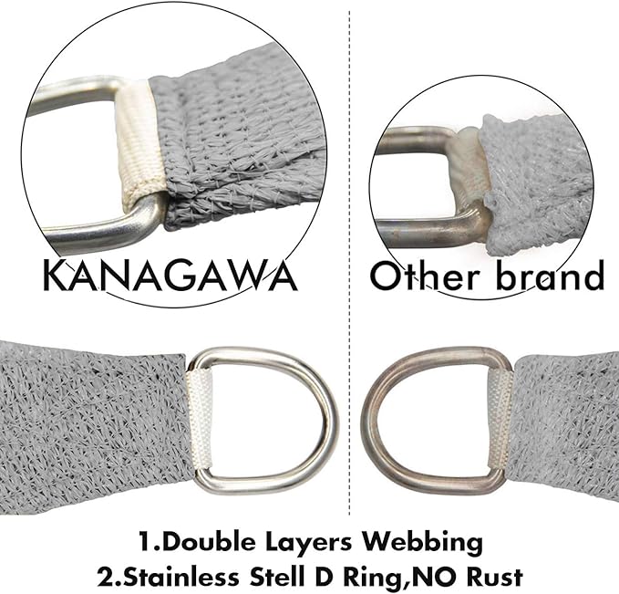 KANAGAWA Sun Shade Sail 12'x16' Gray Rectangle UV Block Canopy Awning Shelter Fabric Cloth Screen for Outdoor Patio Garden Backyard Activities