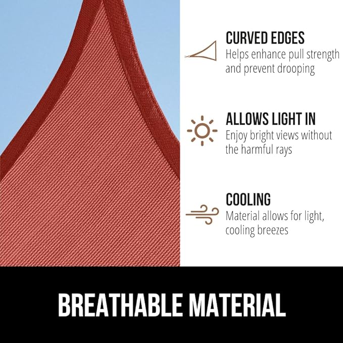 GORILLA GRIP Heavy Duty Sun Shade, UV Protection Fade Tear and Rust Resistant Rectangle Sunshade Canopy, Curved Edges Blocks Sunlight, Breathable Sail, Outdoor Patio, Lawn Garden, 6x10 FT Terra
