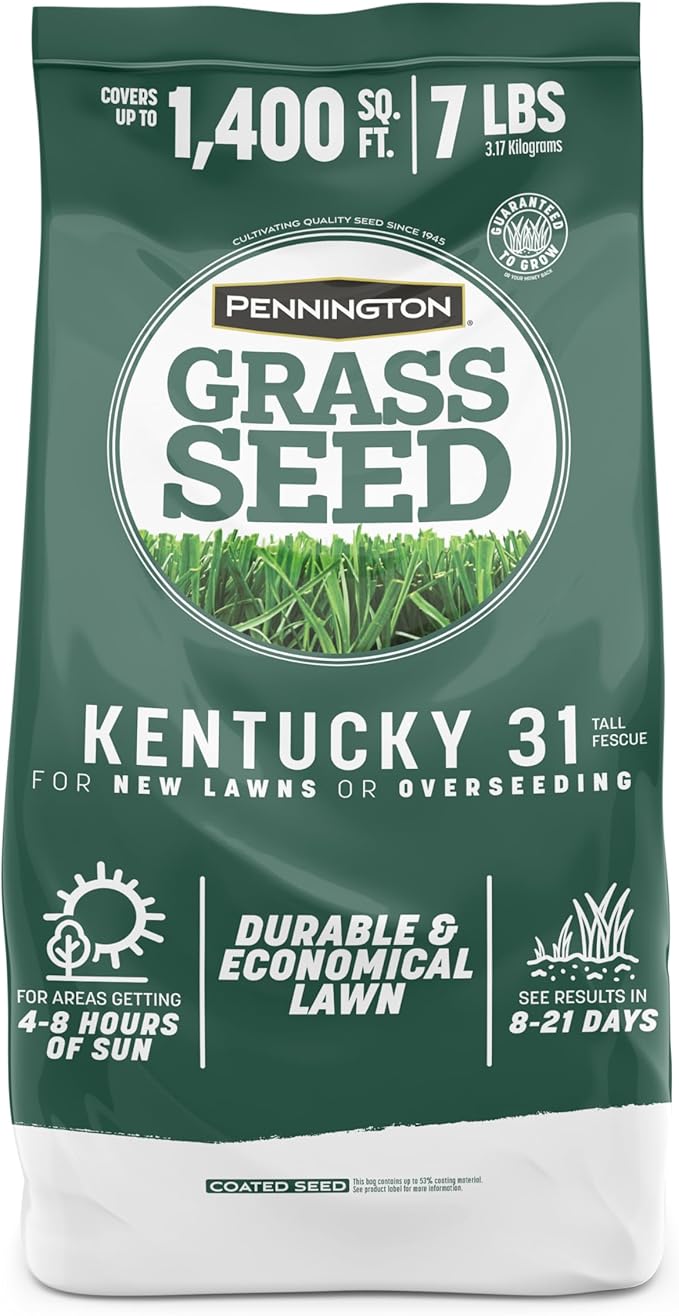 Pennington 100% Kentucky 31 Tall Fescue Penkoted Grass Seed 7 lb