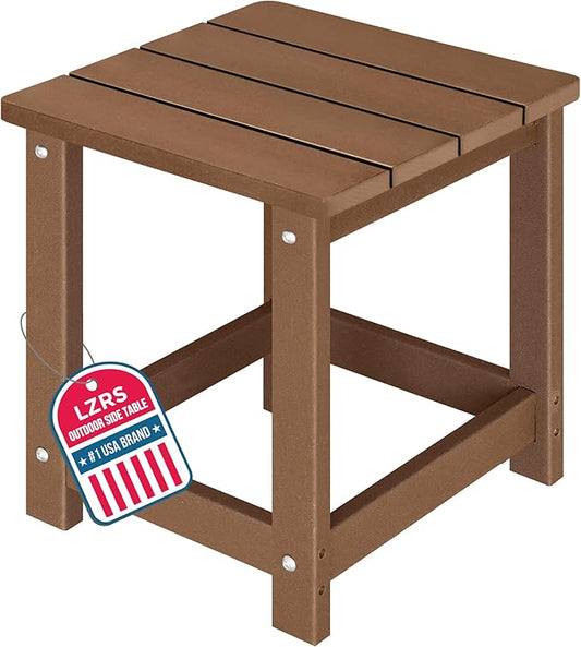 LZRS Adirondack Square Outdoor Side Table for Patio, Pool Composite Patio Table,HDPE End Tables for Backyard,Pool, Indoor Companion, Easy Maintenance & Weather Resistant(Brown)