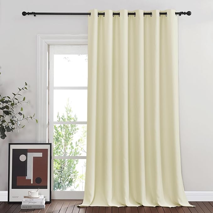 NICETOWN Blackout Curtains & Drapes - Privacy Thermal Efficiency Backdrop Curtains for Bedroom Room Divider Living Room Patio Sliding Glass Door, Wide 80 x Long 144 inch, Beige, 1 Panel