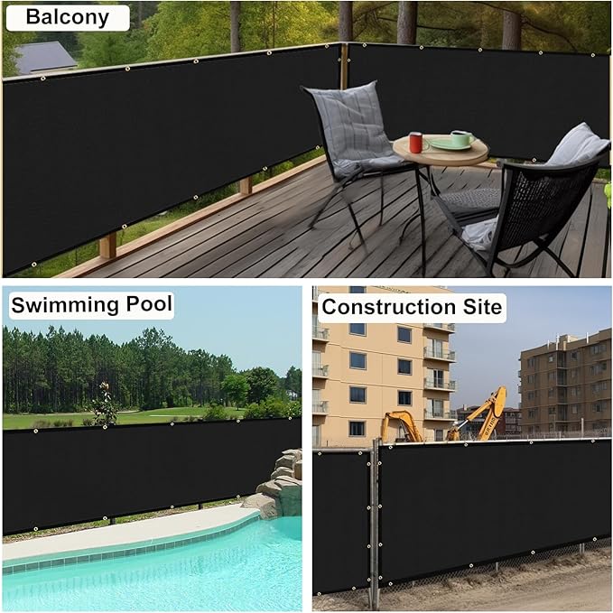 UPGRADE Privacy Fence Screen 6'x57' Black Outdoor 90% Visibility Blockage 170 GSM Mesh Shade Cover Panels for Backyard,Balcony,Home Decoration with Zip Ties,Customized Avaliable