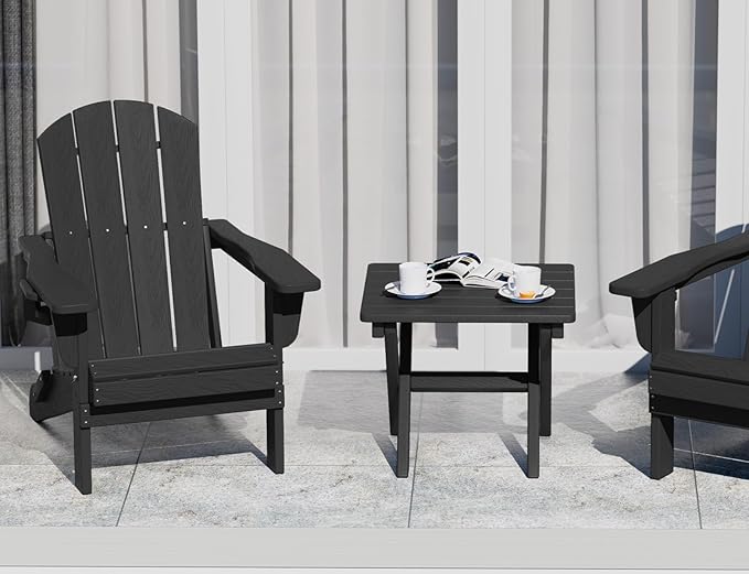 SERWALL Folding Outdoor Side Table Set of 6, Adirondack End Table, Black